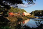 Canadian National, CN C40-8M 2408, leads a north bound 107 at, mp134.3, CNR  Bala sub, at McKechnie lake, Ontario. September 9, 2012. 